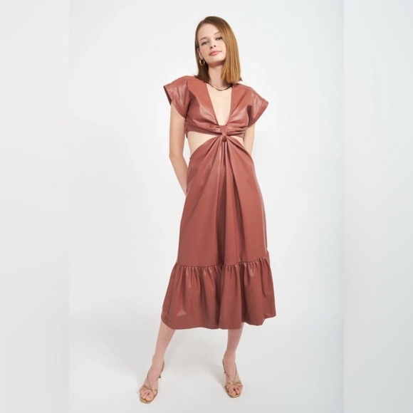 En Saison Dresses & Skirts - En Saison Lana cutout vegan leather dress, size small